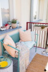 Ib Laursen Prošívaná matrace Linea Light Green Blue Stripes 50 × 100 cm, modrá barva, textil