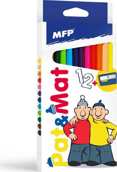 Pastelky triangular s ořezávátkem Pat a Mat - 12 ks