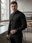 Pánská neformální černá košile SLIM FIT se stojáčkem FashionStreet DX2597 XL