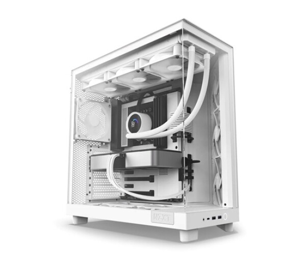 NZXT skříň H6 Flow dvoukomorová / MidT / 3x120mm fan / 2xUSB 3.2 / USB-C / prosklená bočnice i čelo / bílá EDF_558034