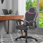 Herní židle, houpací mechanismus, růžová látka, KA-L611 PINK