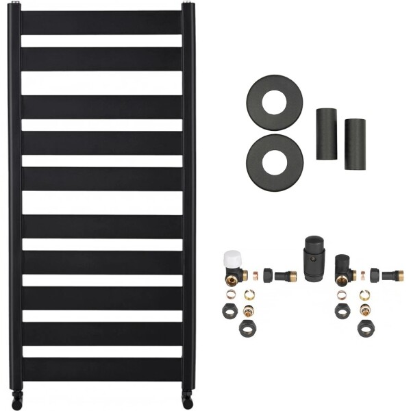 CERANO Koupelnový radiátorový set Marco - ústřední vytápění - boční připojení - 816W - černá matná - 1125x550 mm