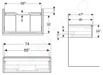 GEBERIT - iCon Umyvadlová skříňka 740x247x476 mm, 1 zásuvka, lesklá bílá 502.311.01.2