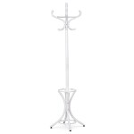 Věšák dřevěný stojanový, masiv topol a bříza, bílý matný lak, výška 185 cm
