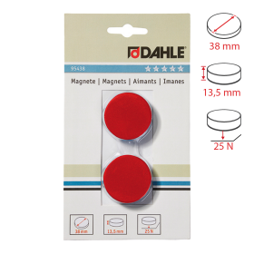 Dahle magnet přídržný, Ø 38 mm, 25 N, 2 ks, červený