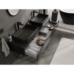 MEXEN/S - Orio koupelnová skříňka pod umyvadlo 160 cm s deskou, 1 šuplík, černá lesk 91A10-16023-1-BFC70