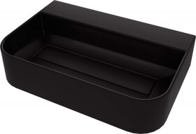DEANTE - Umyvadlo Arnika nero Granite, na pracovní desku, s odkládací plochou pod baterii - s krycí deskou CQA_NU6S