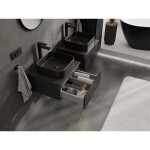 MEXEN/S - Rivel koupelnová skříňka pod umyvadlo 50, 1 šuplík, reliéf , černá mat 91A20-05023-1-BF71