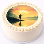 Obrázek Jedlý papír na dort Rybář a západ slunce