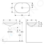 GEBERIT - VariForm Umyvadlo zápustné 600x400 mm, s přepadem, bílá 500.728.01.2