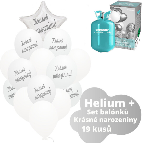 Helium set - bílé balónky KRÁSNÉ NAROZENINY - Balonky.cz Helium set - bílé balónky KRÁSNÉ NAROZENINY - Balonky.cz