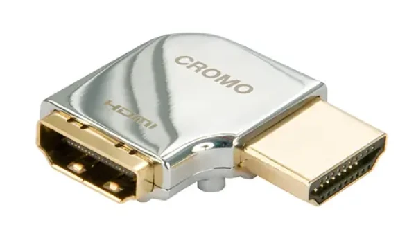 Lindy CROMO chromová / Adaptér HDMI / 90° pravoúhlý / HDMI (M) - HDMI (F) (41507)