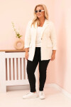 Dámská blazer z viskózy Plus Size s dlouhým rukávem a límcem ecru UNI