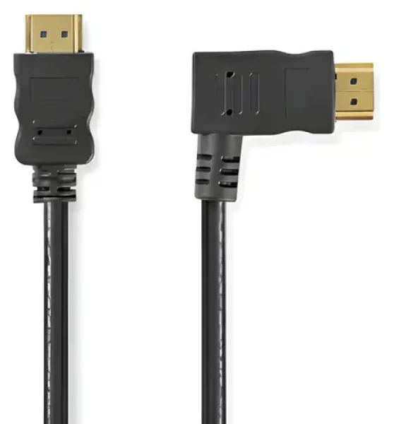 Nedis High Speed HDMI 1,5 m černá / Kabel HDMI / lomený konektor / 4K 30 Hz / 10,2 Gbps / Ethernet (CVGP34260BK15)