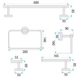 REA - Sada koupelnových doplňků GRID Brush Nickel 4 díly REA-06602