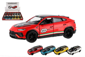 Auto Kinsmart Lamborghini Urus Performante 1:40 kov/plast 13cm 4 barvy na zpětné nat. 12ks v boxu
