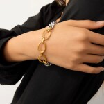 ELENYS Duo Oval – pozlacený náramek 18K žluté zlato Délka náramku: 19 cm