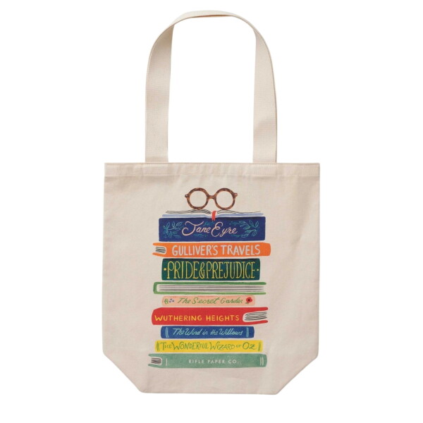 Rifle Paper Co. Plátěná taška Tote Book Club, přírodní barva, textil