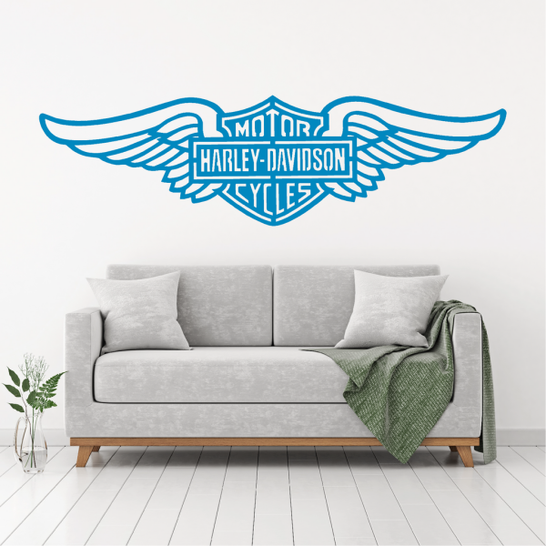 Samolepka Harley Davidson křídla Barva: modrá, Velikost: 60 x 17 cm