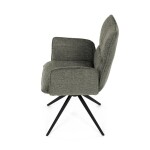 Židle jídelní, zelená látka, 360° vratný mechanismus, černý kov