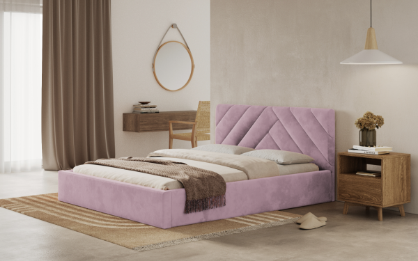 FRONTI Postel PRATO 180x200 růžová s úložným prostorem