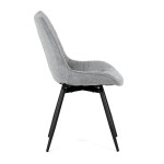 Židle jídelní, šedá látka, černý kov, otočný mechanismus 90°/90° (L/P) - funkce reset