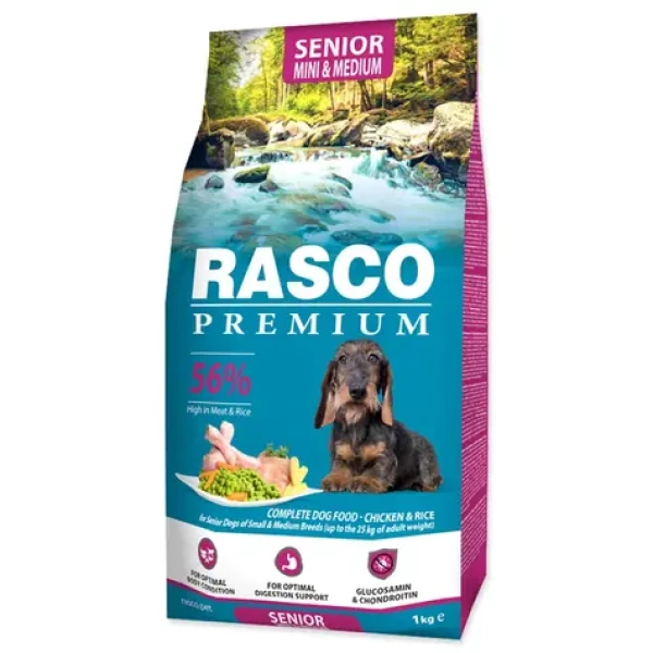Rasco Premium Senior Mini Medium kuře s rýží 1kg / Granule pro starší psy (1704-10622)