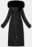 Černá dlouhá hrubší zimní bunda s kapucí Libland (7614) odstíny černé M (38)