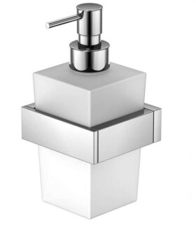 STEINBERG - 460 Dávkovač mýdla s držákem, bílé sklo/chrom 460 8001