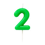 Svíčka číslo 2 zelená 10,5 cm Svíčka číslo 2 zelená 10,5 cm