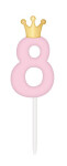 SVÍČKA růžová s korunkou ČÍSLO 8 - Albi