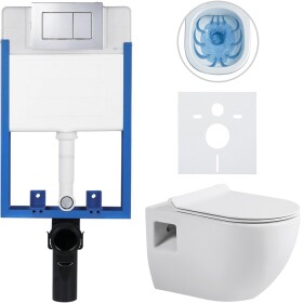 CERANO Kompletní podomítkový WC set Lite/Dure - bílá lesklá - WC tlačítko Classic, chrom - k zazdění - 51x35 cm