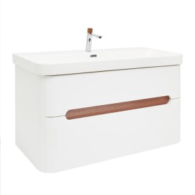 Koupelnová skříňka s umyvadlem a baterií SAT Fusion 97,5x53x45 cm bílá matná mat SATFUSION2100WMWBA SATFUSION2100WMWBA