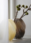 MADAM STOLTZ Skleněná váza Taupe 24 cm, hnědá barva, sklo