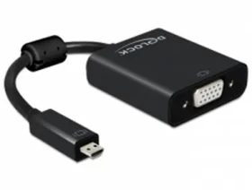 Delock adaptér HDMI Micro-D samec - VGA samice / s Audio / černý (65558)