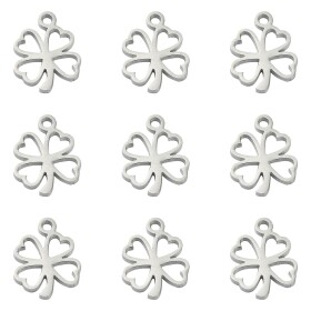 Přívěsek z nerezové oceli - čtyřlístek - 10 x 8 x 1 mm - 1 ks