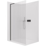 CERANO Sprchová zástěna Walk-in Onyx L-levá vzpěra - 8 mm - černá matná, rýhované sklo - 120x200 cm