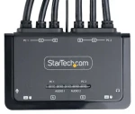 StarTech 2-portový Dual-Monitor KVM switch / KVM přepínač / HDMI 4K 60Hz / integrované kabely USB-A+HDMI+Audio 1,5 m (C2-DH46-UA2-CBL-KVM)