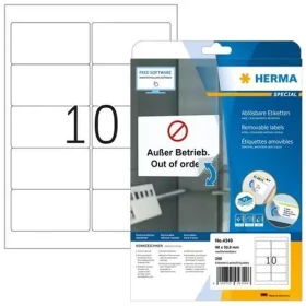 HERMA Adresní etikety 96x50,8 mm / bílé, snímatelné / A4 / 25 listů / 250 ks (4349)