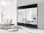FRONTI Šatní skříň LUX černé pruhy / zrcadla 6848