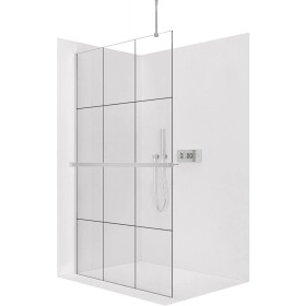 CERANO Sprchová zástěna Walk-in Onyx Top Round L/P - 8 mm - kulatá vzpěra + polička/držák na ručníky - chrom, industriální sklo - 160x200 cm