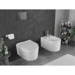 MEXEN/S - Sofia Závěsná WC mísa Rimless Tornado včetně sedátka s slow slim, duroplast, bílá lesk 30540500T