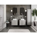 MEXEN/S - Rivel koupelnová skříňka pod umyvadlo 60 cm s deskou, 1 šuplík, reliéf , šedá mat 91A20-06047-1-BFC62