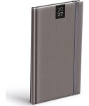 Diář 2027 T806 PU šedý s gumkou 90x170mm