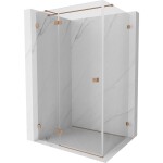 MEXEN/S - Lunar T sprchový kout dveře křídlové levá 125 x 120, transparent, měď kartáčovaná 834T-125-120-65-00-L