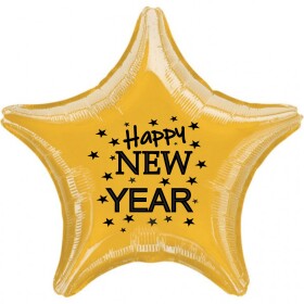 Balónek fóliový Happy NEW YEAR zlatá hvězda balonky.cz Balónek fóliový Happy NEW YEAR zlatá hvězda balonky.cz