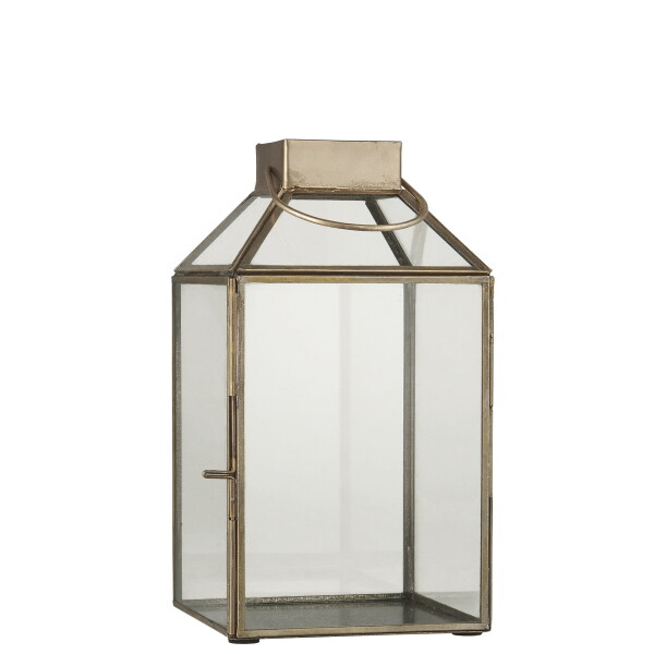 Ib Laursen Skleněná lucerna Norr Brass 25,5 cm, zlatá barva, kov