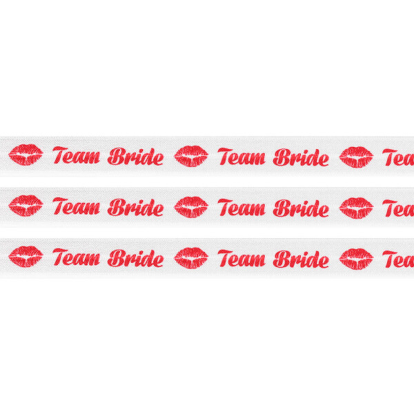 Lemovací pruženka - bílá - "team bride" - 15 mm - 5 m