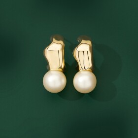 Náušnice s 10 mm sladkovodní perlou Beatrix, Zlatá