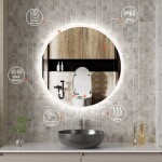 Erga Deam, kulaté LED zrcadlo 90cm, 3 barvy světla, přední osvětlení, vyhřívací podložka proti zapaření, ERG-V01-Deam-9090-CL ERG-V01-DEAM-9090-CL